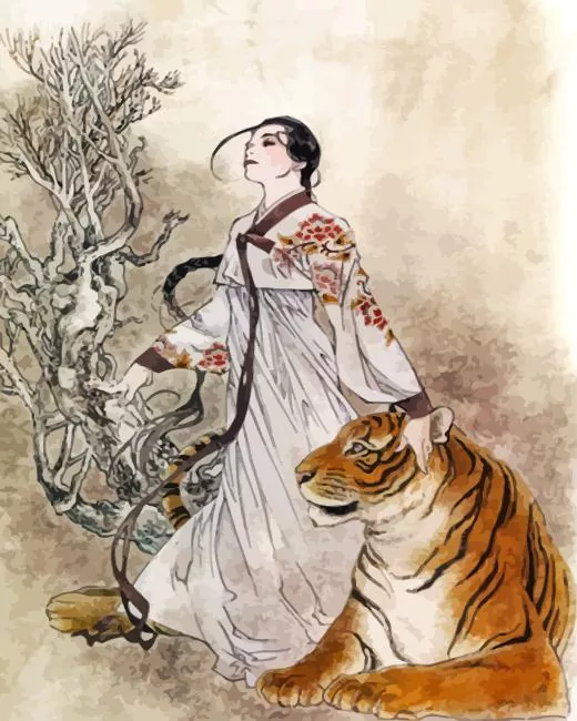 Chinese Tiger Woman Diamond Painting Chinese Tiger Woman Diamond Painting