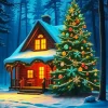 Christmas Cabin in Wood Diamond Painting