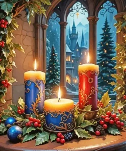 Christmas Candles Diamond Painting