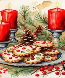 Christmas Candles and Cookies Diamond Painting