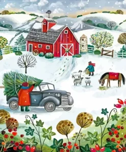 Christmas Farm Art Diamond Painting