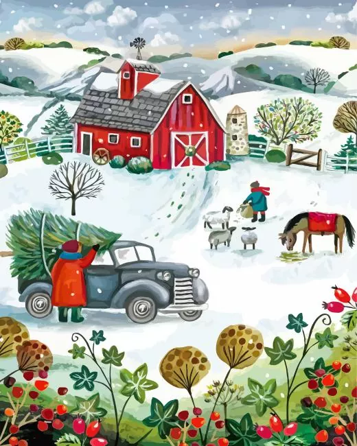 Christmas Farm Art Diamond Painting Christmas Farm Art Diamond Painting