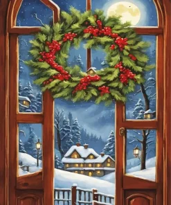 Christmas Holly Wreath Diamond Painting