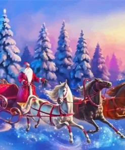 Christmas Horse and Sleigh Diamond Painting