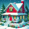 Christmas House in Snow Diamond Painting