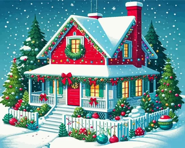 Christmas House in Snow Diamond Painting Christmas House in Snow Diamond Painting