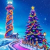 Christmas Lighthouse Tower Diamond Painting