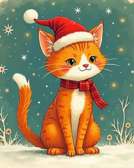 Christmas Orange Cat Diamond Painting Christmas Orange Cat Diamond Painting