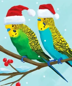 Christmas Parakeets Diamond Painting