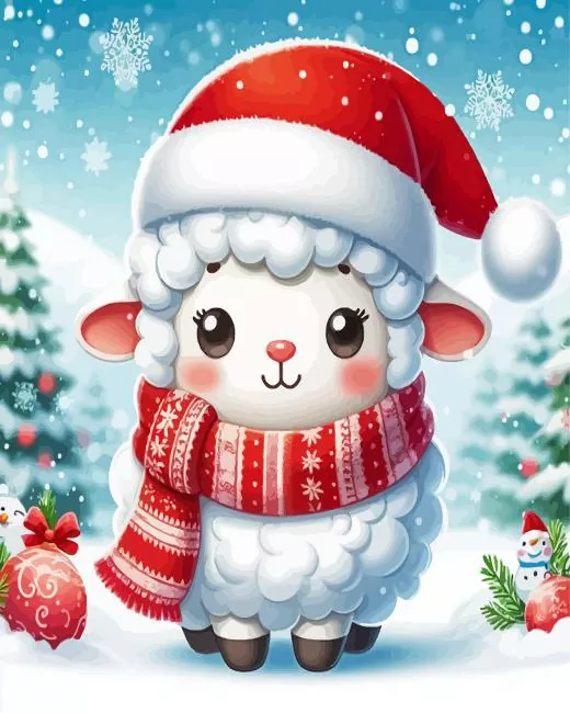 Christmas Sheep in Snow Diamond Painting Christmas Sheep in Snow Diamond Painting
