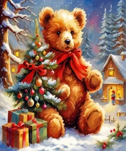 Christmas Teddy Bear Diamond Painting