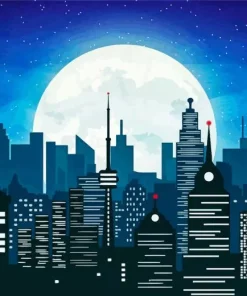 City Silhouette at Night Diamond Painting