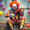 Clown Playing Violin Diamond Painting