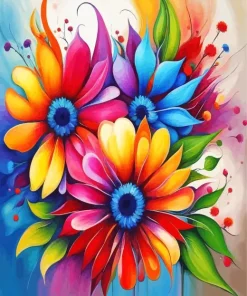Colorful Abstract Flowers Diamond Painting