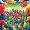 Colorful City Illustration Diamond Painting