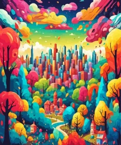 Colorful City Illustration Diamond Painting