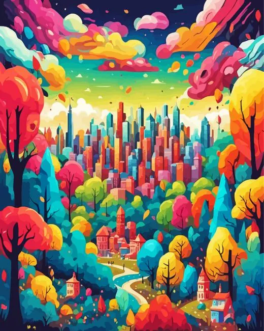 Colorful City Illustration Diamond Painting Colorful City Illustration Diamond Painting