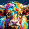 Colorful Highland Cow Diamond Painting