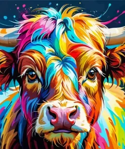 Colorful Highland Cow Diamond Painting