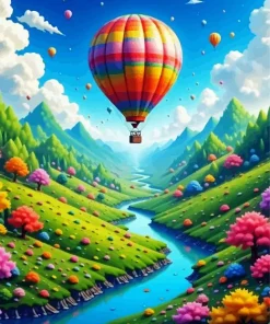 Colorful Hot Air Balloon Diamond Painting