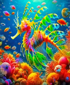 Colorful Leafy Seadragon Diamond Painting