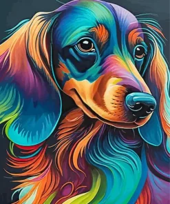 Colorful Long Haired Dachshund Diamond Painting
