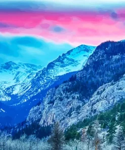 Colorful Mountain at Sunset Diamond Painting
