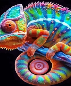Colorful Panther Chameleon Diamond Painting