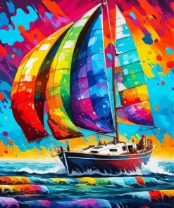 Colorful Sailboat Diamond Painting