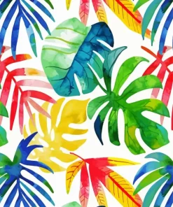 Colorful Tropical Leaves Diamond Painting