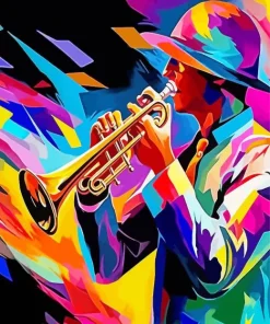 Colorful Trumpet Player Diamond Painting