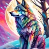Colorful Wolf in Snow Diamond Painting