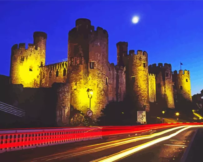 Conwy Castle at Night Diamond Painting Conwy Castle at Night Diamond Painting