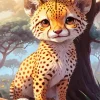Cute Cheetah Baby Diamond Painting