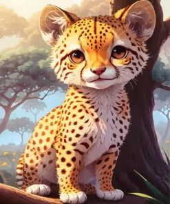 Cute Cheetah Baby Diamond Painting