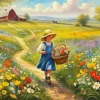 Girl and Spring Farm Diamond Painting