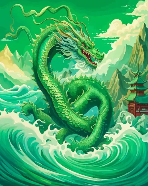Green Chinese Ocean Dragon Diamond Painting Green Chinese Ocean Dragon Diamond Painting