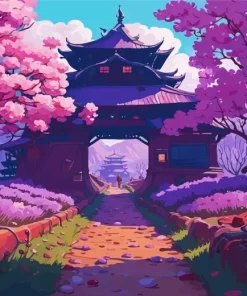 Japan Cherry Blossom Path Diamond Painting