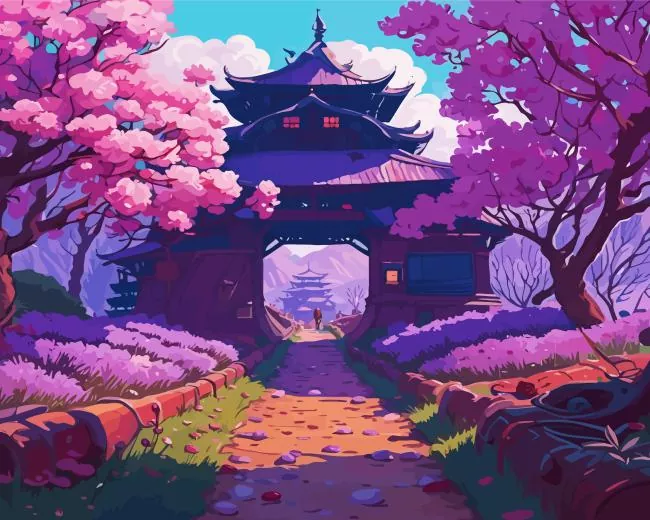 Japan Cherry Blossom Path Diamond Painting Japan Cherry Blossom Path Diamond Painting