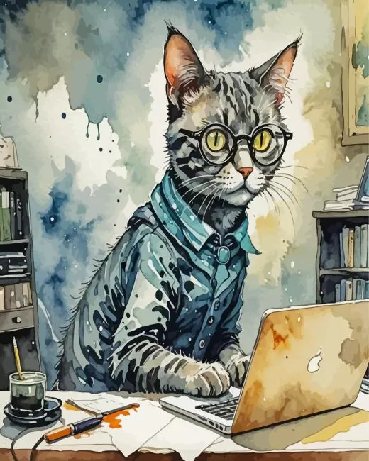 Office Cat with Glasses Diamond Painting Office Cat with Glasses Diamond Painting