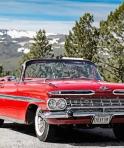 Red Chevrolet Impala 1959 Diamond Painting