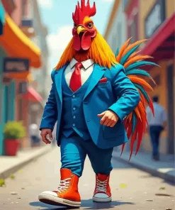 Rooster Wearing a Suit Diamond Painting