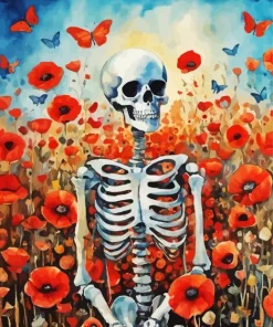 Skeleton Butterflies and Flowers Diamond Painting