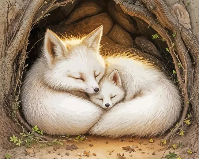 Sleeping White Foxes Diamond Painting Sleeping White Foxes Diamond Painting
