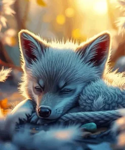 Sleepy Wolf Diamond Painting