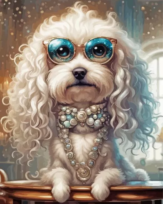 Sophisticated White Dog Diamond Painting Sophisticated White Dog Diamond Painting
