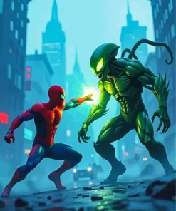Spiderman vs Alien Diamond Painting