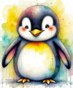Splatter Penguin Diamond Painting