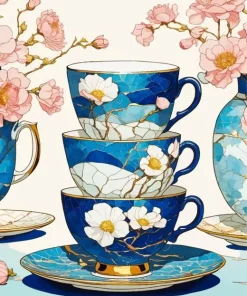 Stacked Tea Cups Diamond Painting