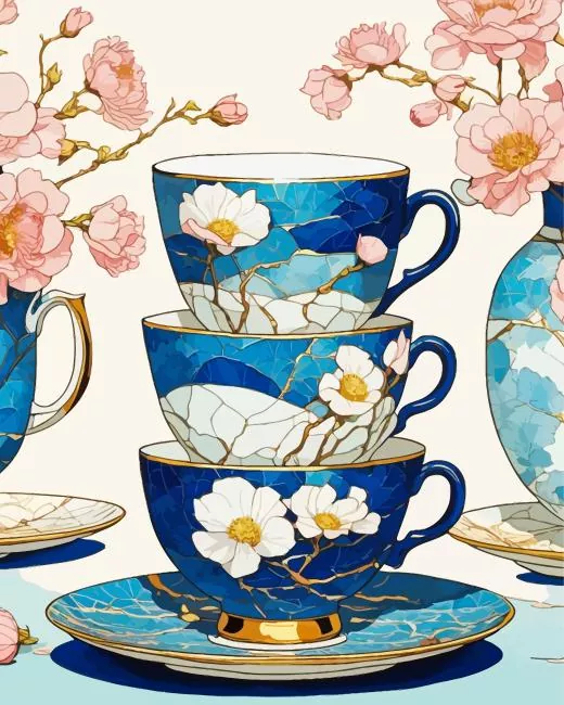 Stacked Tea Cups Diamond Painting Stacked Tea Cups Diamond Painting